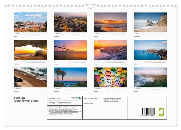 Produktbild: Portugal - wundervolle Natur (Wandkalender 2026 DIN A3 quer), CALVENDO Monatskalender
