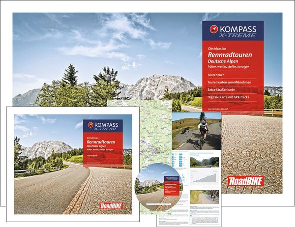 Produktbild: KOMPASS Rennradf&uuml;hrer Die h&ouml;chsten Rennradtouren Deutsche Alpen