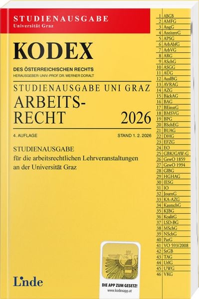Produktbild: KODEX Studienausgabe Arbeitsrecht Graz 2026