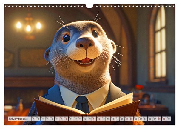 Produktbild: Flei&szlig;ige Otter - Wer h&auml;tte nicht gerne einen niedlichen Otter auf der Arbeit (Wandkalender 2026 DIN A3 quer), CALVENDO Monatskalender