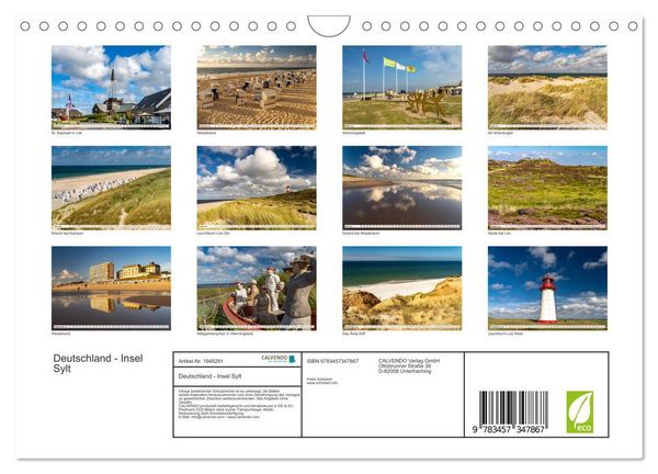Produktbild: Deutschland - Insel Sylt (Wandkalender 2026 DIN A4 quer), CALVENDO Monatskalender