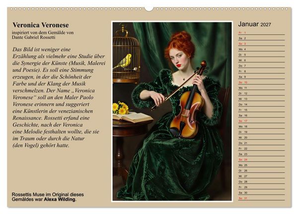 Produktbild: Rossettis Musen, neue Bilder zu symbolistischen Traumwelten (hochwertiger Premium Wandkalender 2027 DIN A2 quer), Kunstdruck in Hochglanz