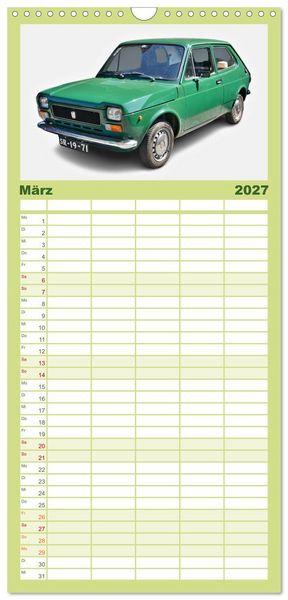 Produktbild: Familienplaner 2027 - Italienische Klassiker mit 5 Spalten (Wandkalender, 21 x 45 cm) CALVENDO