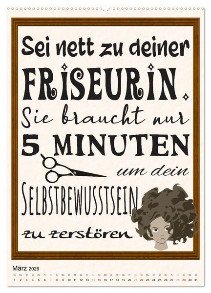 Produktbild: Friseur-Spr&uuml;che (hochwertiger Premium Wandkalender 2026 DIN A2 hoch), Kunstdruck in Hochglanz
