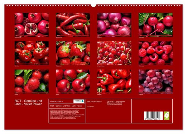Produktbild: ROT - Gem&uuml;se und Obst - Voller Power (hochwertiger Premium Wandkalender 2026 DIN A2 quer), Kunstdruck in Hochglanz