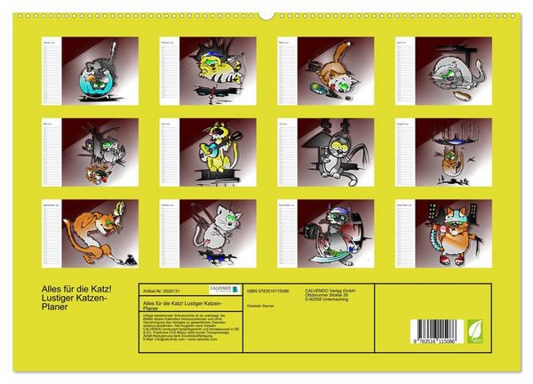 Produktbild: Alles f&uuml;r die Katz! Lustiger Katzen-Planer (hochwertiger Premium Wandkalender 2026 DIN A2 quer), Kunstdruck in Hochglanz