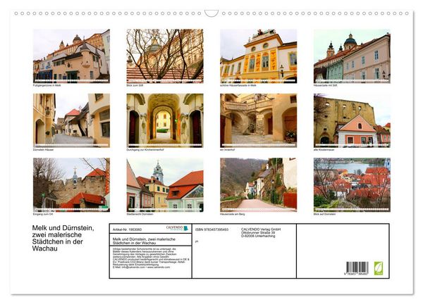 Produktbild: Melk und D&uuml;rnstein, zwei malerische St&auml;dtchen in der Wachau (Wandkalender 2026 DIN A2 quer), CALVENDO Monatskalender