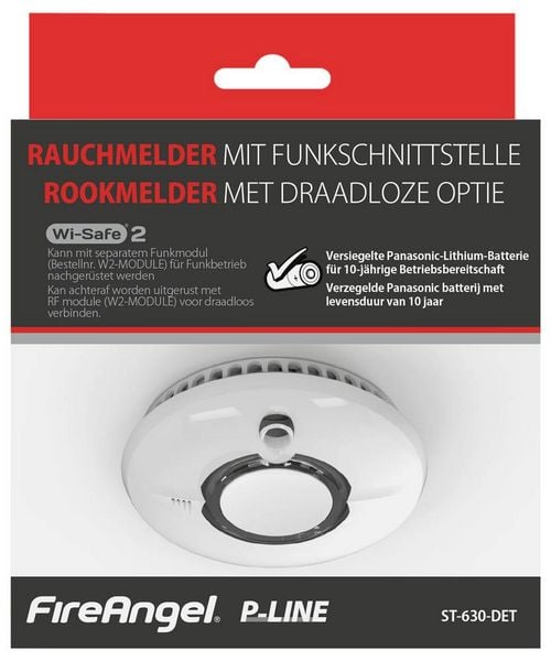 Produktbild: FireAngel Rauchwarnmelder inkl. 10 Jahres-Batterie, auf Funk umr&uuml;stbar batteriebetrieben (&Oslash; x H) 130 mm x 34 mm