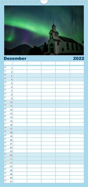 Produktbild: Familienplaner Nordlichter - Magische N&auml;chte in Skandinavien (Wandkalender 2022 , 21 cm x 45 cm, hoch)