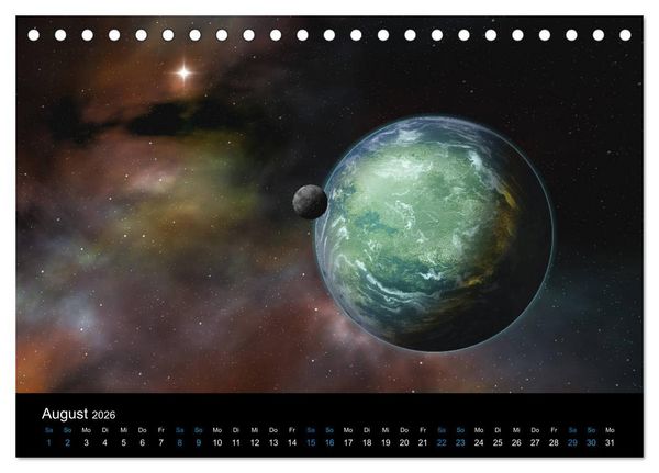 Produktbild: Weit entfernte unbekannte Welten (Tischkalender 2026 DIN A5 quer), CALVENDO Monatskalender