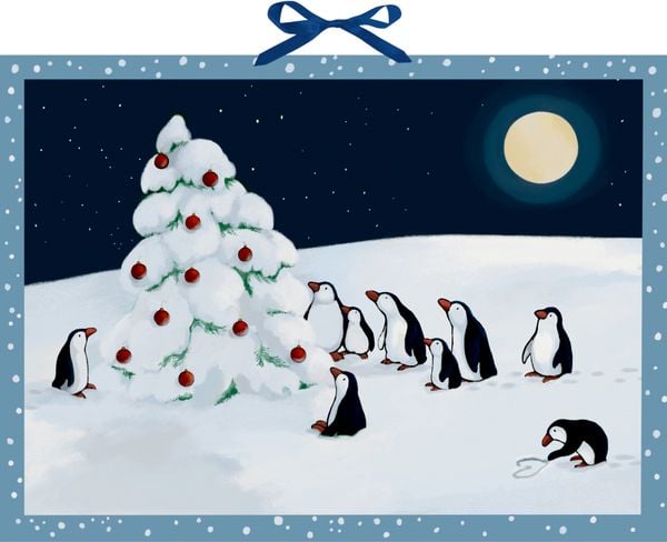 Wand-Adventskalender – Pinguin-Weihnacht
