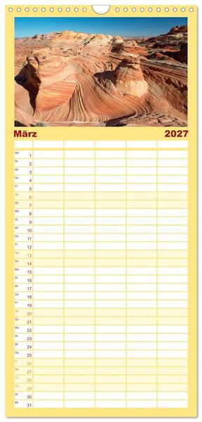 Produktbild: Familienplaner 2027 - Paria Canyon - The Wave Naturwunder mit 5 Spalten (Wandkalender, 21 x 45 cm) CALVENDO