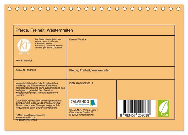 Produktbild: Pferde, Freiheit, Westernreiten (Tischkalender 2026 DIN A5 quer), CALVENDO Monatskalender