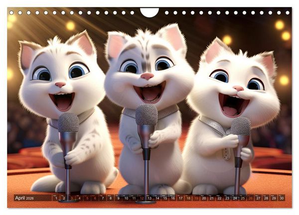 Produktbild: Cat dog music band (Wall Calendar 2026 DIN A4 landscape), CALVENDO 12 Month Wall Calendar