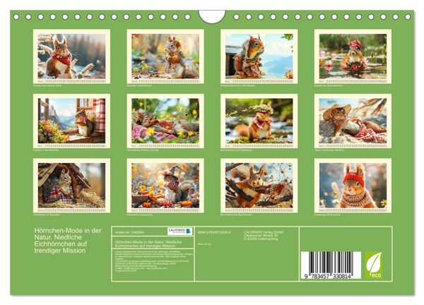 Produktbild: H&ouml;rnchen-Mode in der Natur. Niedliche Eichh&ouml;rnchen auf trendiger Mission (Wandkalender 2026 DIN A4 quer), CALVENDO Monatskalender