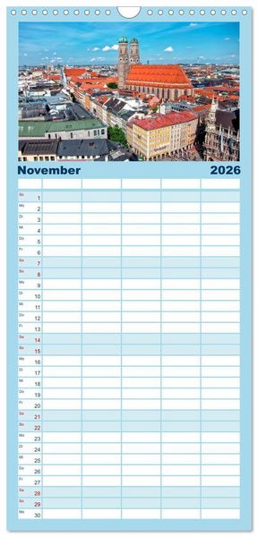 Produktbild: Familienplaner 2026 - Die 12 meistbesuchten St&auml;dte in Europa mit 5 Spalten (Wandkalender, 21 x 45 cm) CALVENDO