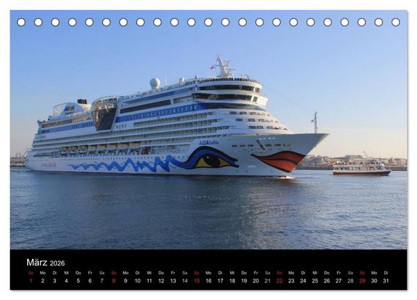 Produktbild: Cruiseliner in Warnem&uuml;nde (Tischkalender 2026 DIN A5 quer), CALVENDO Monatskalender