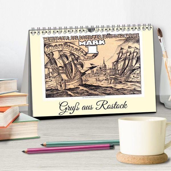 Produktbild: Gru&szlig; aus Rostock (Tischkalender 2026 DIN A5 quer), CALVENDO Monatskalender