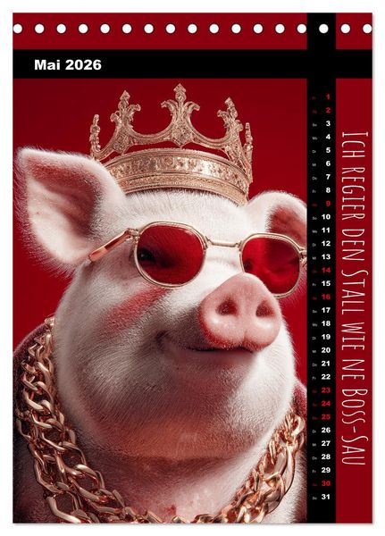 Produktbild: Coole Sau - Lustiger Spr&uuml;che Kalender mit witzigen Schweinchen (Tischkalender 2026 DIN A5 hoch), CALVENDO Monatskalender