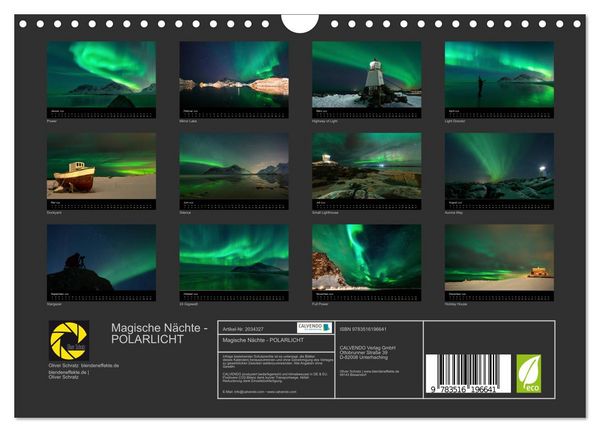 Produktbild: Magische N&auml;chte - POLARLICHT (Wandkalender 2026 DIN A4 quer), CALVENDO Monatskalender