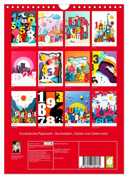 Produktbild: Kunterbunte Paperwelt - Buchstaben, Zahlen und Vieles mehr (Wandkalender 2026 DIN A4 hoch), CALVENDO Monatskalender