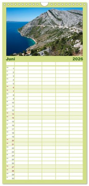Produktbild: Familienplaner 2026 - Kroatien mit 5 Spalten (Wandkalender, 21 x 45 cm) CALVENDO