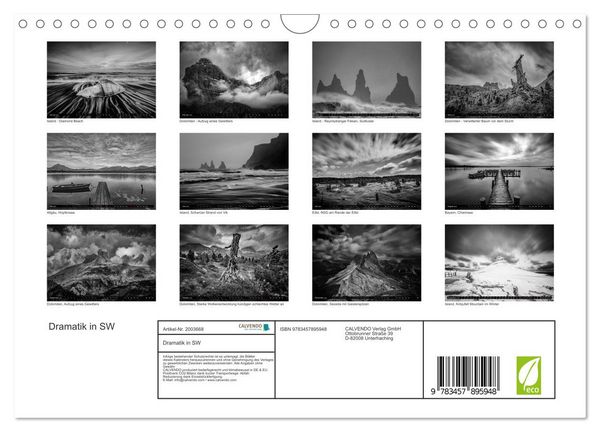 Produktbild: Dramatik in SW (Wandkalender 2026 DIN A4 quer), CALVENDO Monatskalender