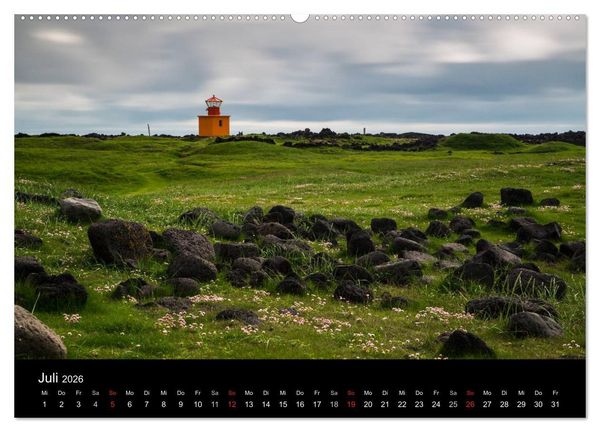 Produktbild: Islands Landschaften - Wasser, Eis und gr&uuml;nes Moos (hochwertiger Premium Wandkalender 2026 DIN A2 quer), Kunstdruck in Hochglanz