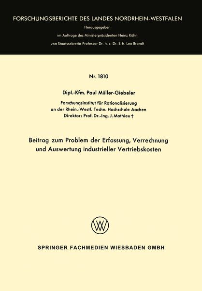 Produktbild: Beitrag zum Problem der Erfassung, Verrechnung und Auswertung industrieller Vertriebskosten