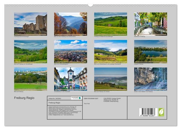 Produktbild: Freiburg Regio (hochwertiger Premium Wandkalender 2027 DIN A2 quer), Kunstdruck in Hochglanz
