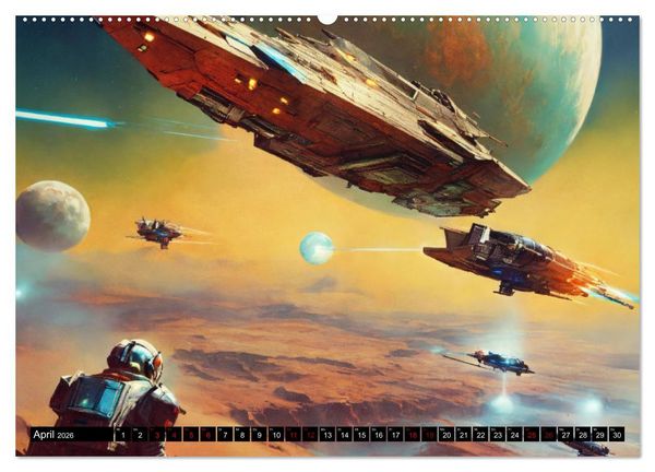 Produktbild: Futuristische Weltraumschlachten (hochwertiger Premium Wandkalender 2026 DIN A2 quer), Kunstdruck in Hochglanz