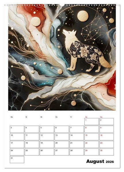 Produktbild: Tierische Mondlichtmagie (Wandkalender 2026 DIN A2 hoch), CALVENDO Monatskalender