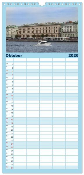 Produktbild: Familienplaner 2026 - Sankt Petersburg - "Venedig des Nordens" mit 5 Spalten (Wandkalender, 21 x 45 cm) CALVENDO