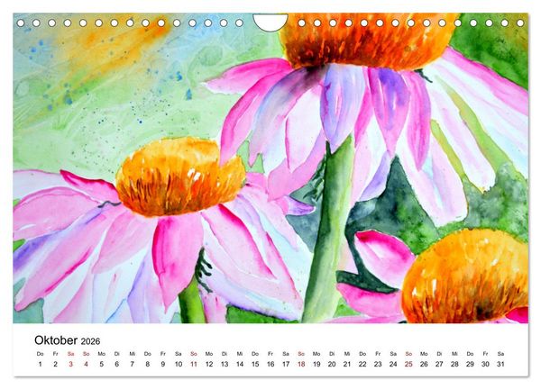 Produktbild: Blumen-Aquarelle (Wandkalender 2026 DIN A4 quer), CALVENDO Monatskalender
