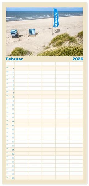 Produktbild: Familienplaner 2026 - Norderney Sehnsuchtskalender mit 5 Spalten (Wandkalender, 21 x 45 cm) CALVENDO