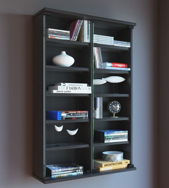 Produktbild: Holz CD DVD Wandregal Schrank Zuntisa Glast&uuml;r