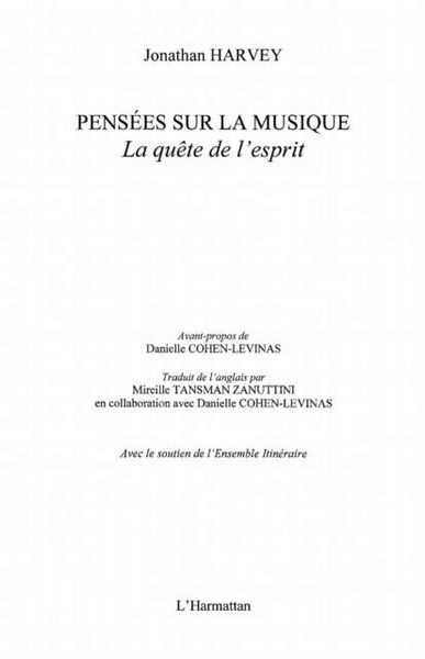Produktbild: Pensees sur la musique la quete de l'esprit