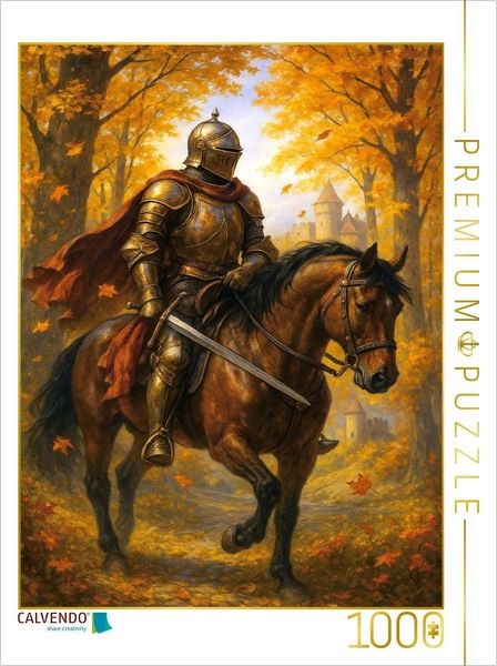 Produktbild: CALVENDO Puzzle Herbstlicher Aufbruch - Ritter auf Pferd | 1000 Teile Lege-Gr&ouml;&szlig;e 64x48cm Foto-Puzzle f&uuml;r gl&uuml;ckliche Stunden