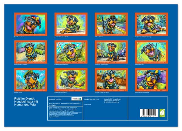 Produktbild: Rotti im Dienst. Hundeeinsatz mit Humor und Witz (hochwertiger Premium Wandkalender 2026 DIN A2 quer), Kunstdruck in Hochglanz