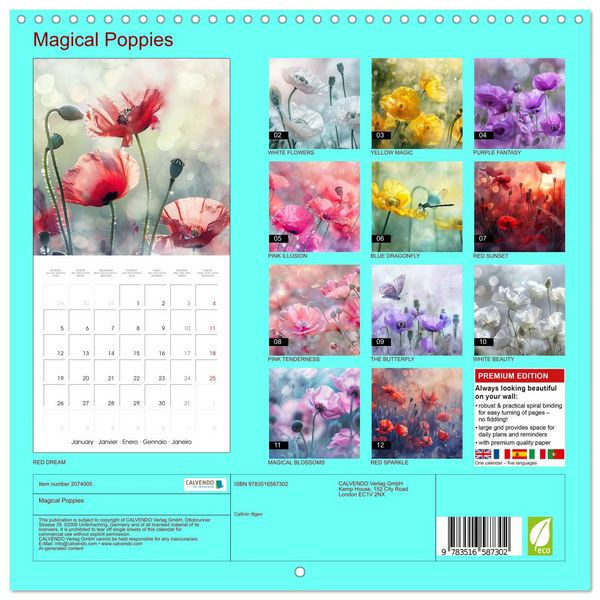 Produktbild: Magical Poppies (Wall Calendar 2026 12 &times; 12 Inch) CALVENDO 12 Month Wall Calendar