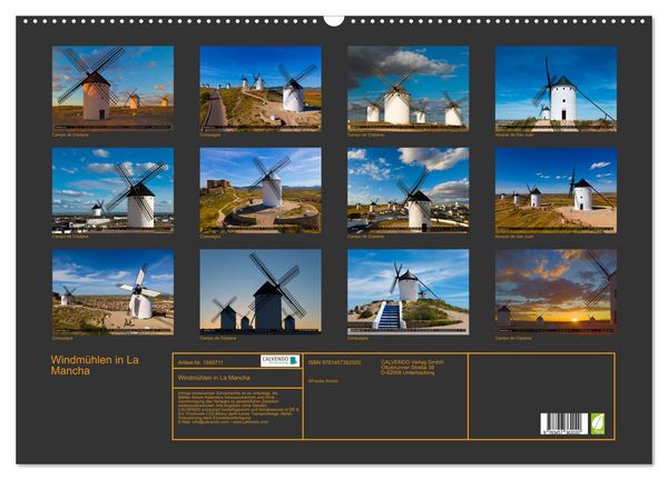 Produktbild: Windm&uuml;hlen in La Mancha (Wandkalender 2026 DIN A2 quer), CALVENDO Monatskalender