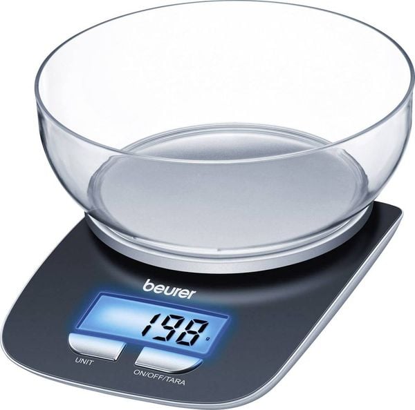 Beurer KS25 Küchenwaage digital mit Messschale Wägebereich (max.)=3kg Schwarz