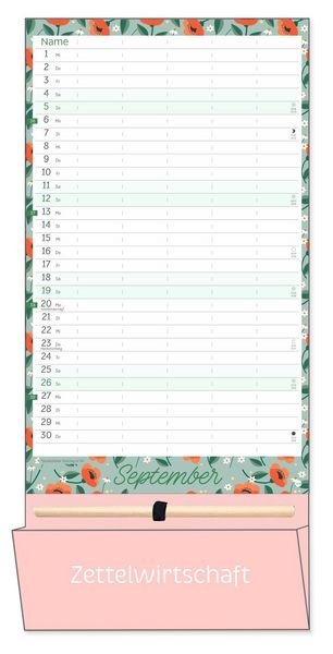 Produktbild: Deko-Familienplaner mit Tasche Flower Time 2027