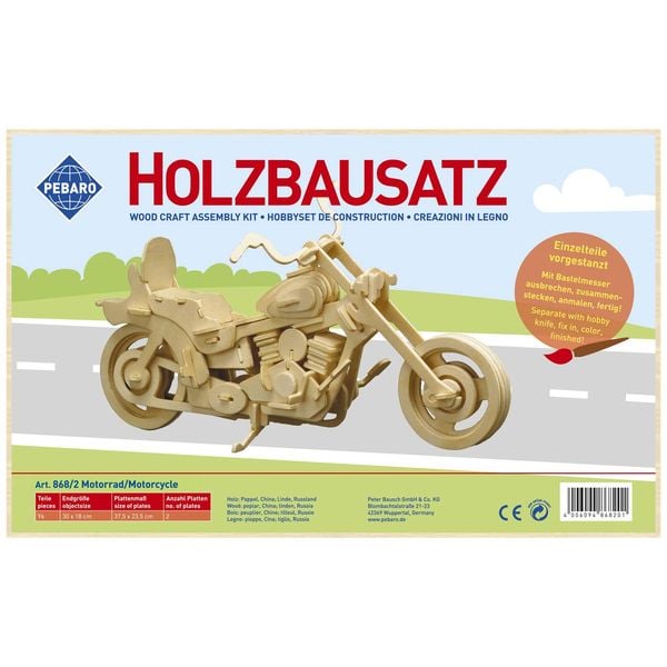Produktbild: PEBARO 868/2 - Holzbausatz Motorrad, 96 Teile, Holzkonstruktion zum Zusammenstecken