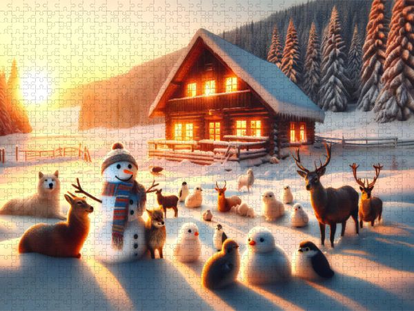 Produktbild: CALVENDO Puzzle Winterliches Abendgl&uuml;hen | 1000 Teile Lege-Gr&ouml;&szlig;e 64x48cm Foto-Puzzle f&uuml;r gl&uuml;ckliche Stunden