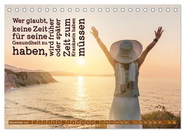 Produktbild: Achtsamkeit Gesundheit mit coolen Spr&uuml;chen zum Wohlbefinden (Tischkalender 2026 DIN A5 quer), CALVENDO Monatskalender