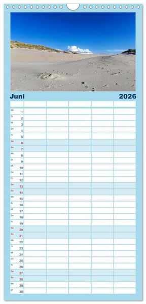 Produktbild: Familienplaner 2026 - Inselbilder Amrum mit 5 Spalten (Wandkalender, 21 x 45 cm) CALVENDO
