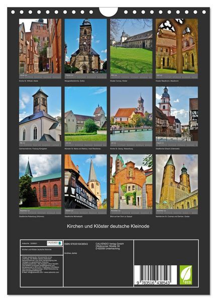 Produktbild: Kirchen und Kl&ouml;ster deutsche Kleinode (Wandkalender 2026 DIN A4 hoch), CALVENDO Monatskalender