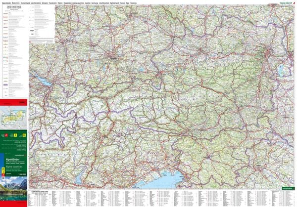 Produktbild: Freytag & berndt Stra&szlig;enkarte Alpenl&auml;nder, &Ouml;sterreich - Deutschland - Schweiz - Frankreich - Italien - Slowenien 1:500.000