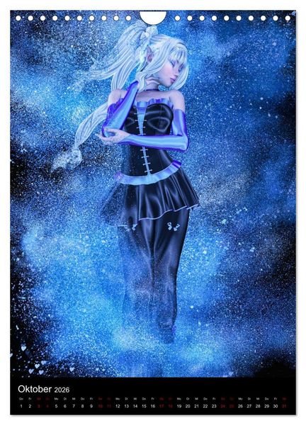 Produktbild: M&auml;dchen im Manga Style (Gothic Art) (Wandkalender 2026 DIN A4 hoch), CALVENDO Monatskalender